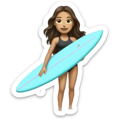 brunette girl surfing  sticker