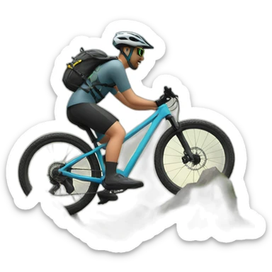 Mtb Biker with bicycle in the mountains sticker