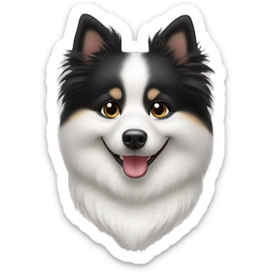 White german spitz dog smiling with black hair girl heart  sticker