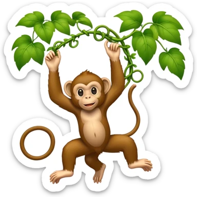 Monkey swinging from a vine sticker