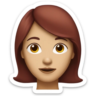 a woman with dark red hair shoulder length with bang sticker