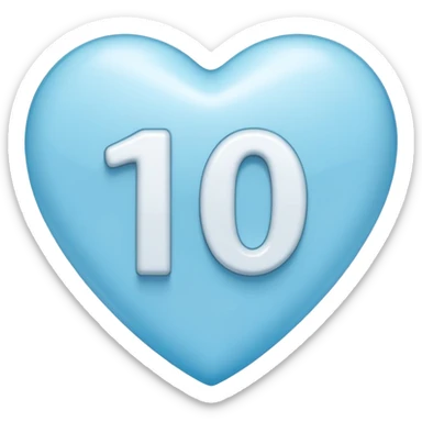 number ten inside a light blue heart sticker