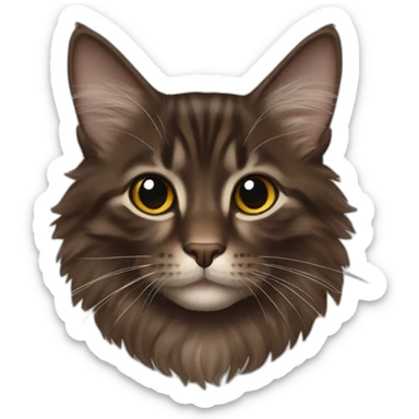 Tiny dark brown maincoon cat sticker
