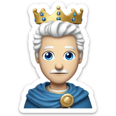 a king very pale with blue eyes crown and white hair serious sticker