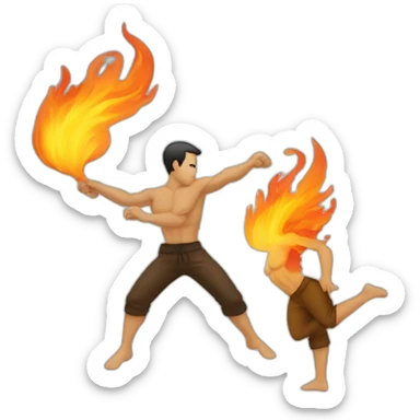 Un homme qui fait de la capoeira et qui donne des coups de pied en flamme sticker