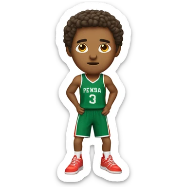 Mexican guy with short curly hair playing basketball sticker