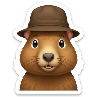 Capibara with a hat sticker