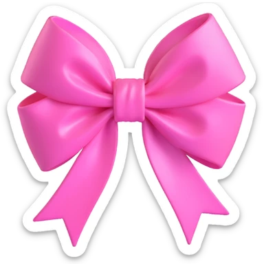 3D emoji style bow, bubblegum pink, extra shiny and puffy sticker