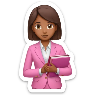 Brune girl pink suit book note  sticker