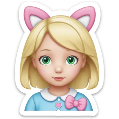 11 year old girl with blond hair and blue green eyes dressed as my melody hello kitty  sticker