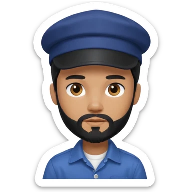 generate a fair pretty bratz boy wearing a dark blue cap and  button up shirt. Handsome

bearded and handsome

hair black long sticker
