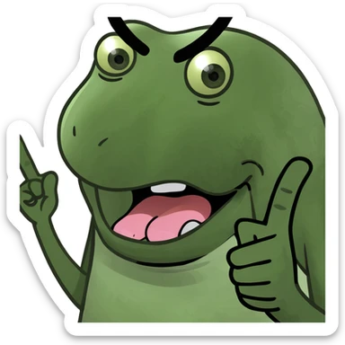 Face poking tounge on squinting eyes with middle finger poking on the side sticker