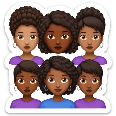 black woman emojis with different types of hair sticker