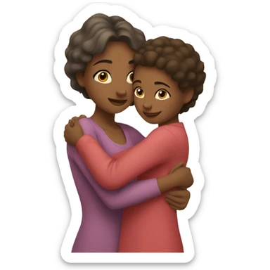 A mother and daughter hugging  sticker