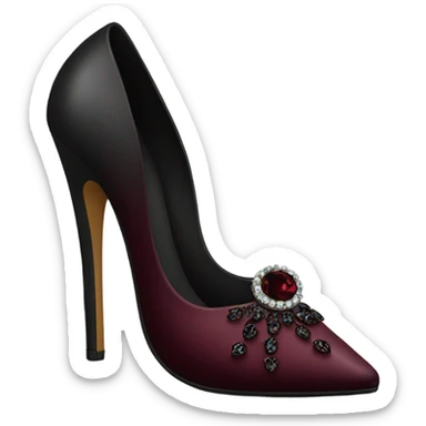 Black heels with Burgundy diamond without points sticker