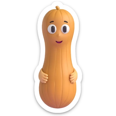 3D character of a cute peanut, no facial expression, with subtle texture sticker