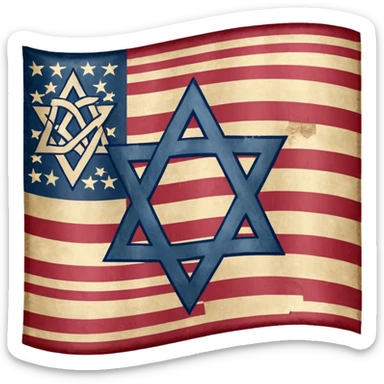 United States flag with a swastika symbol and star of david symbol on the flag sticker