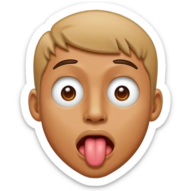 profile view of a man sticking his tongue out, facing left sticker