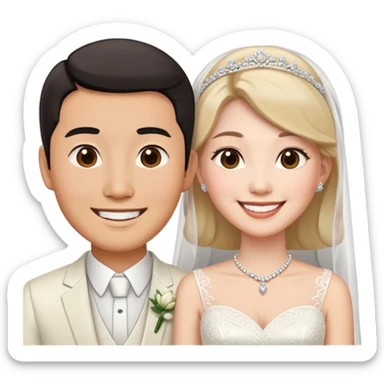 Asian man white woman marriage  sticker