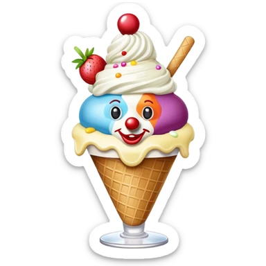 Ice cream clown sundae sticker