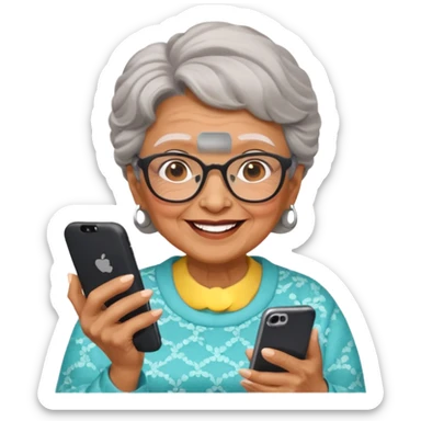 grandma addicted to social networks likes subscribers sticker