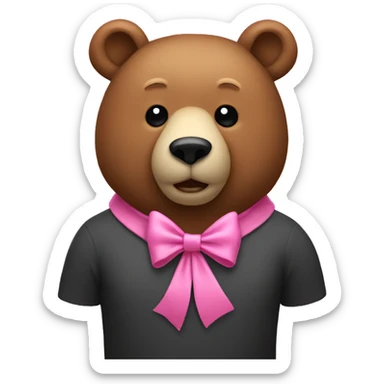 Bear with pink bow around neck  sticker