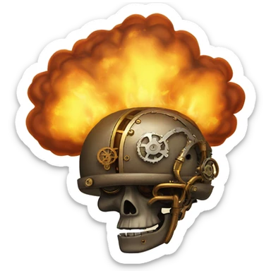 steampunk brain on fire sticker
