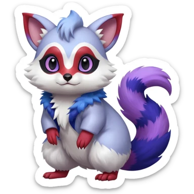 Shiny Exotic Colorful Aesthetic Beautiful Cute Pretty Royal Furret-Absol-Noibat-Hybrid (Full body) sticker