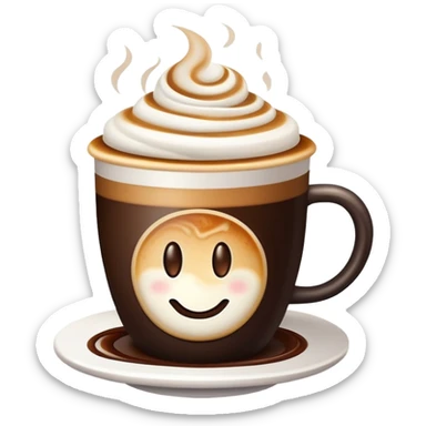 Hot coffee with a design on top, cold foam sticker