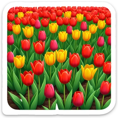tulips in a field  sticker