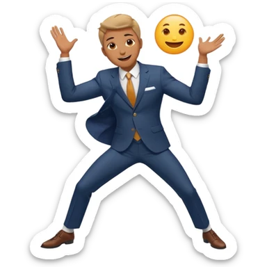 tanzende Person im Anzug, fröhlicher Gesichtsausdruck, dynamische Pose sticker
