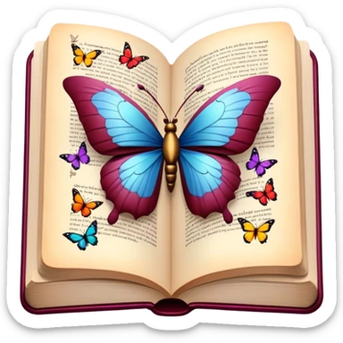 Open Spellbook Burgundy  Butterflies fly out of it sticker