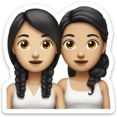 Two sister, one white skin black hair and the other brunette sticker