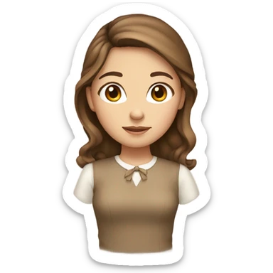 Girl with brown hair and light brown bow sticker