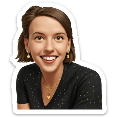 smiling girl outdoors with jewelry sticker