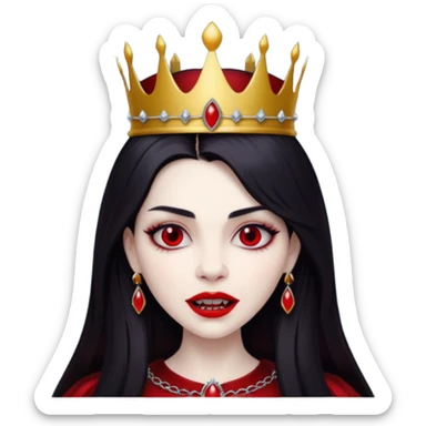 queen vampire with crown and fangs sticker