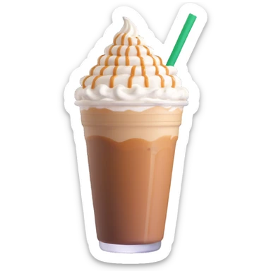 Starbucks iced latte in plastic cup with whipped cream and caramel drizzle sticker