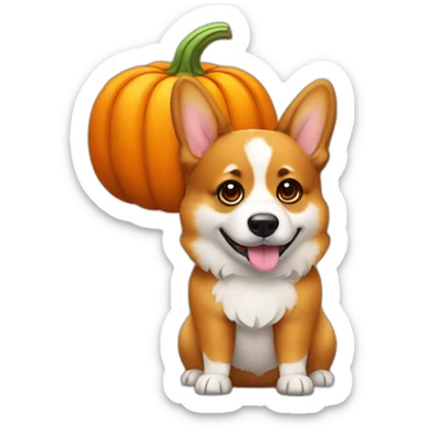 Corgi with pumpkin costume sticker