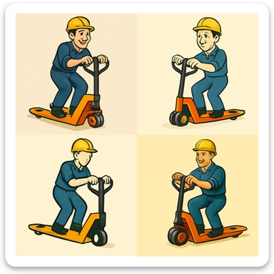 Make the pallet truck yellow, keep the same style and subject, multi-style set. sticker