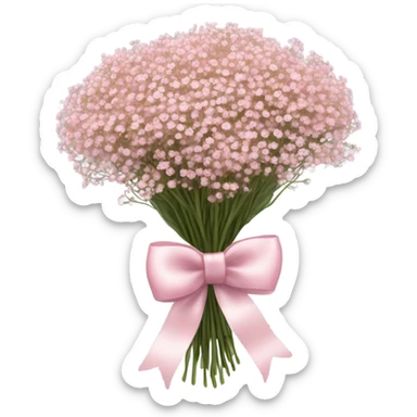 pink babies breath bouquet with bow around it sticker