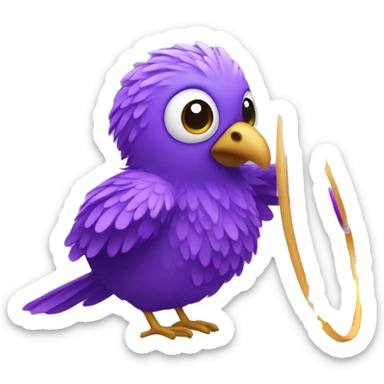 purple feathery bird with hula hoop sticker