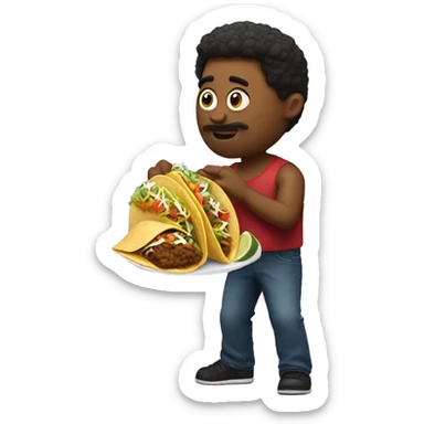 big back man eating tacos sticker
