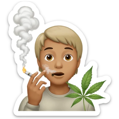 😮 face with 👌🏽hand to the mouth puffing on a weed joint sticker
