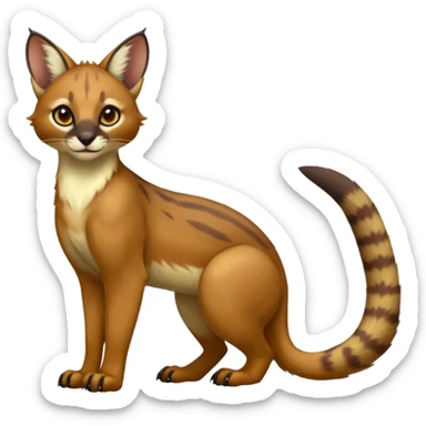  glorious divine exotic cute cool beautiful shiny beautiful fantasy-caracal-civet-genet-sergal-vernid-Cacomistle-oncilla-animal-Fakémon-hybrid-fursona (full body) sticker
