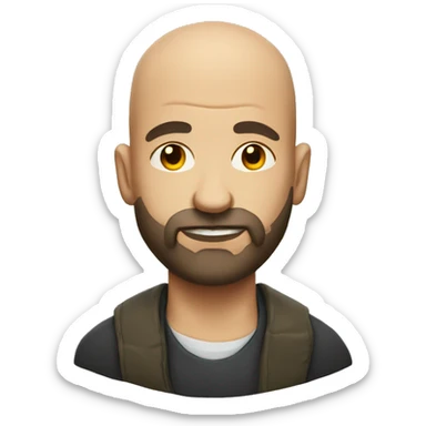 bald man with beard portrait with crooked halo sticker