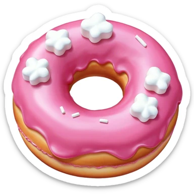pink donut with marshmallow  sticker