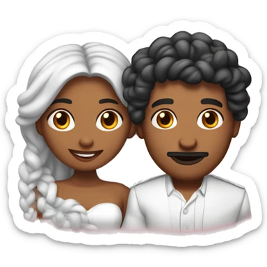 pareja de novios, chico dominicano mulato con trenzas y chica blanca con pecas, pelo por los hombros ondulado  sticker