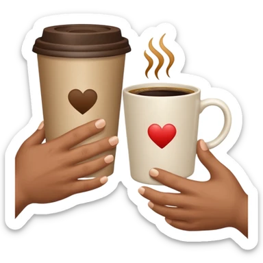 left hand giving a video file icon, right hand giving a coffee cup, simple, clear, no text sticker