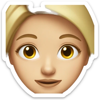 White girl emoji with straight long light brown hair and light green eyes sticker