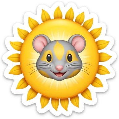 A gray mouse inside of a sun ☀️ 🐭 sticker